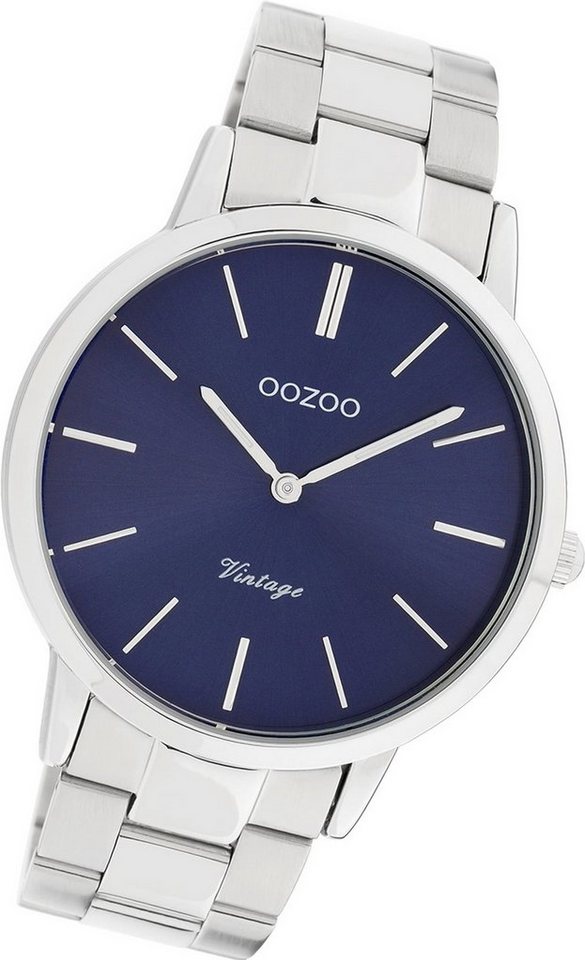 OOZOO Quarzuhr Oozoo Edelstahl Damen Uhr C20020, Damenuhr Edelstahlarmband silber, rundes Gehäuse, groß (ca. 42mm) von OOZOO