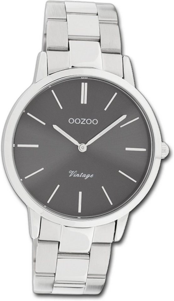 OOZOO Quarzuhr Oozoo Edelstahl Damen Uhr C20030, Damenuhr Edelstahlarmband silber, rundes Gehäuse, mittel (ca. 38mm) von OOZOO