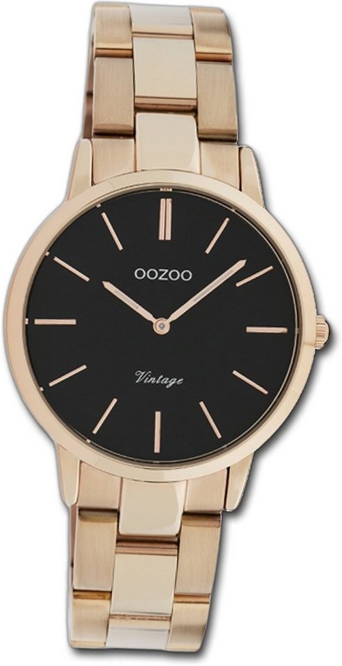 OOZOO Quarzuhr Oozoo Edelstahl Damen Uhr C20049, Damenuhr Edelstahlarmband rosegold, rundes Gehäuse, mittel (ca. 34mm) von OOZOO