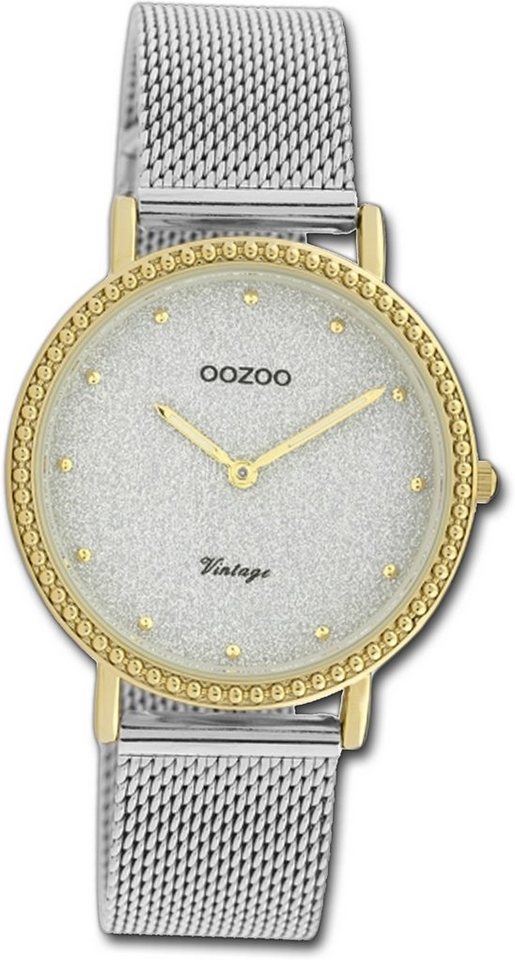 OOZOO Quarzuhr Oozoo Edelstahl Damen Uhr C20053, Damenuhr Edelstahlarmband silber, rundes Gehäuse, mittel (ca. 34mm) von OOZOO