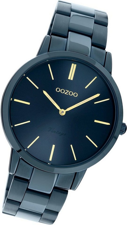 OOZOO Quarzuhr Oozoo Edelstahl Damen Uhr C20105, Damenuhr Edelstahlarmband dunkelblau, rundes Gehäuse, mittel (ca 38mm) von OOZOO