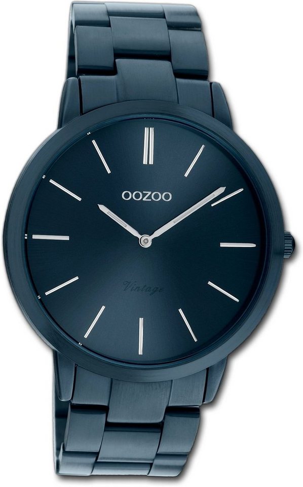 OOZOO Quarzuhr Oozoo Edelstahl Damen Uhr C20108, Damenuhr Edelstahlarmband blau, rundes Gehäuse, mittel (ca. 34mm) von OOZOO