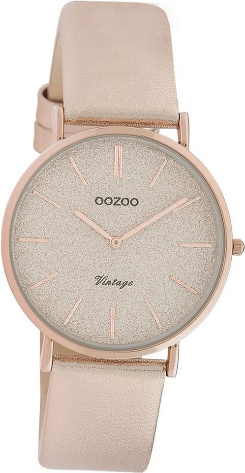 OOZOO Quarzuhr Oozoo Leder Damen Uhr C20205 Analog, Damenuhr Lederarmband rosa, rundes Gehäuse, mittel (ca. 32mm) von OOZOO