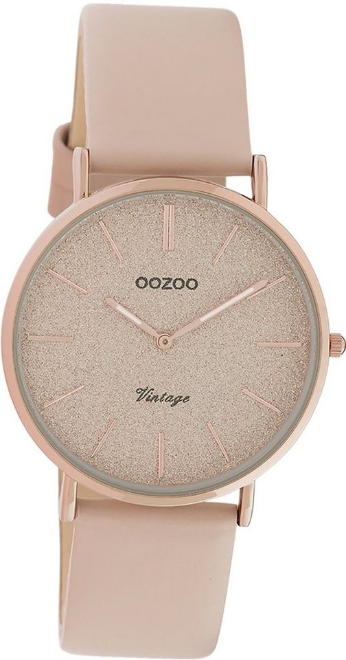 OOZOO Quarzuhr Oozoo Leder Damen Uhr C20206 Analog, Damenuhr Lederarmband pinkgrau, rundes Gehäuse, mittel (ca. 32mm) von OOZOO