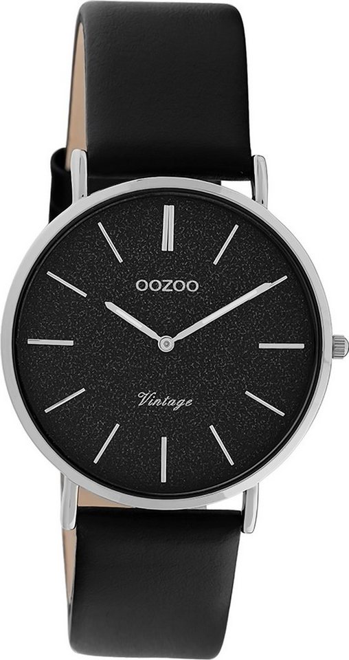 OOZOO Quarzuhr Oozoo Leder Damen Uhr C20208 Analog, Damenuhr Lederarmband schwarz, rundes Gehäuse, mittel (ca. 32mm) von OOZOO