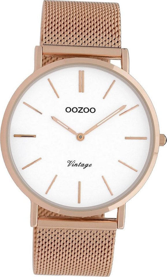 OOZOO Quarzuhr Oozoo Edelstahl Herren Uhr C9917 Analog, (Analoguhr), Herrenuhr Edelstahlarmband rosegold, rundes Gehäuse, groß (ca. 40mm) von OOZOO