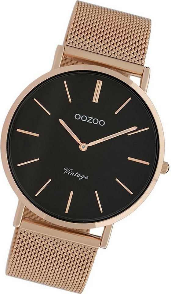 OOZOO Quarzuhr Oozoo Edelstahl Damen Uhr C9925A Analog, Damenuhr Edelstahlarmband roségold, rundes Gehäuse, groß (ca. 40mm) von OOZOO