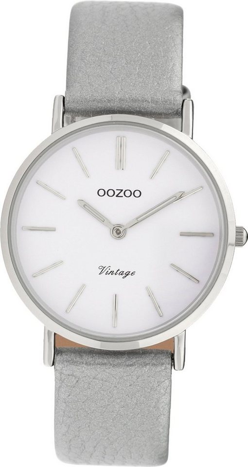 OOZOO Quarzuhr Oozoo Leder Damen Uhr C9970 Analog, Damenuhr Lederarmband grau, rundes Gehäuse, mittel (ca. 32mm) von OOZOO