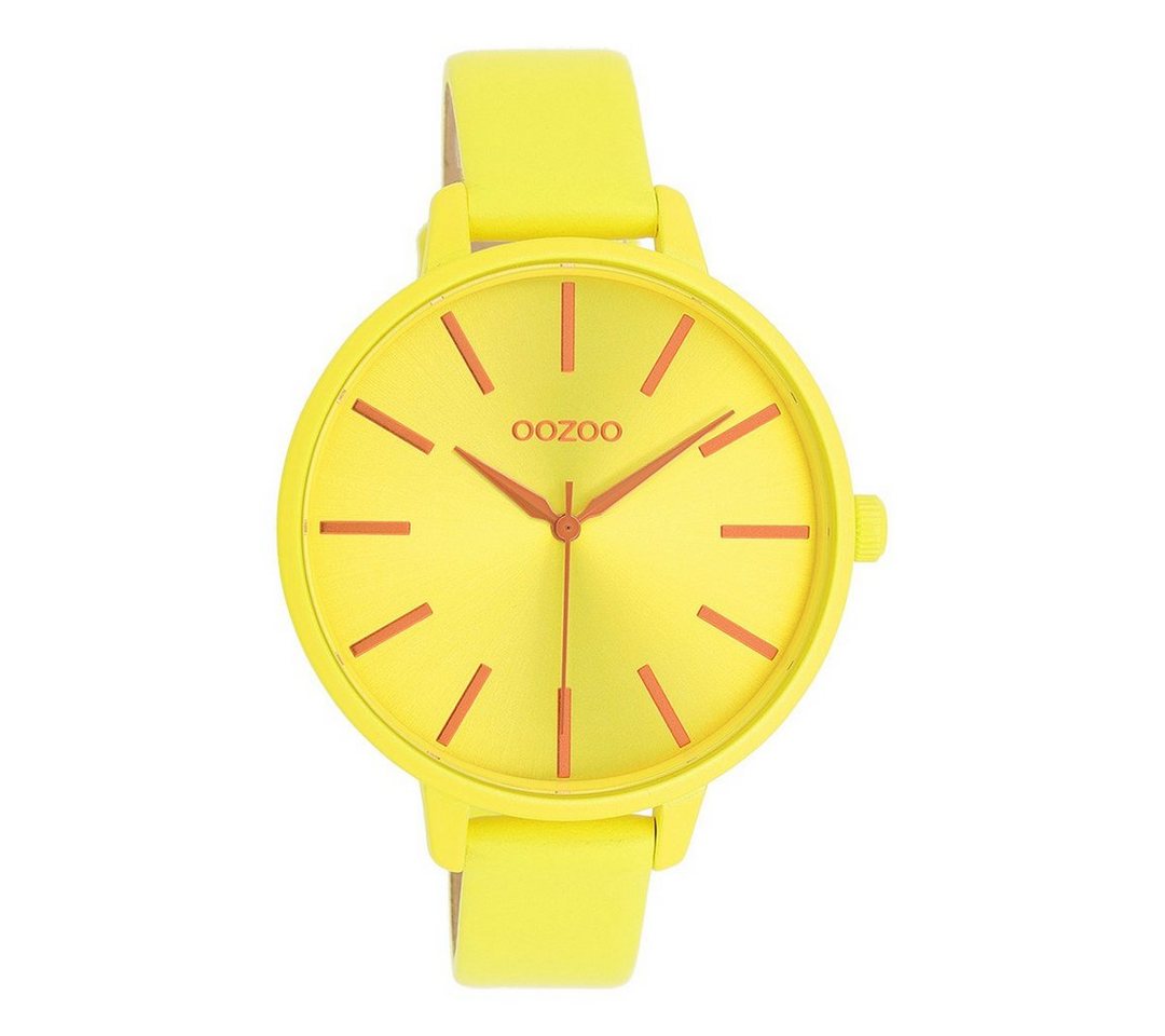 OOZOO Quarzuhr Damen Armbanduhr C11184 Lederband Gelb 42 mm von OOZOO