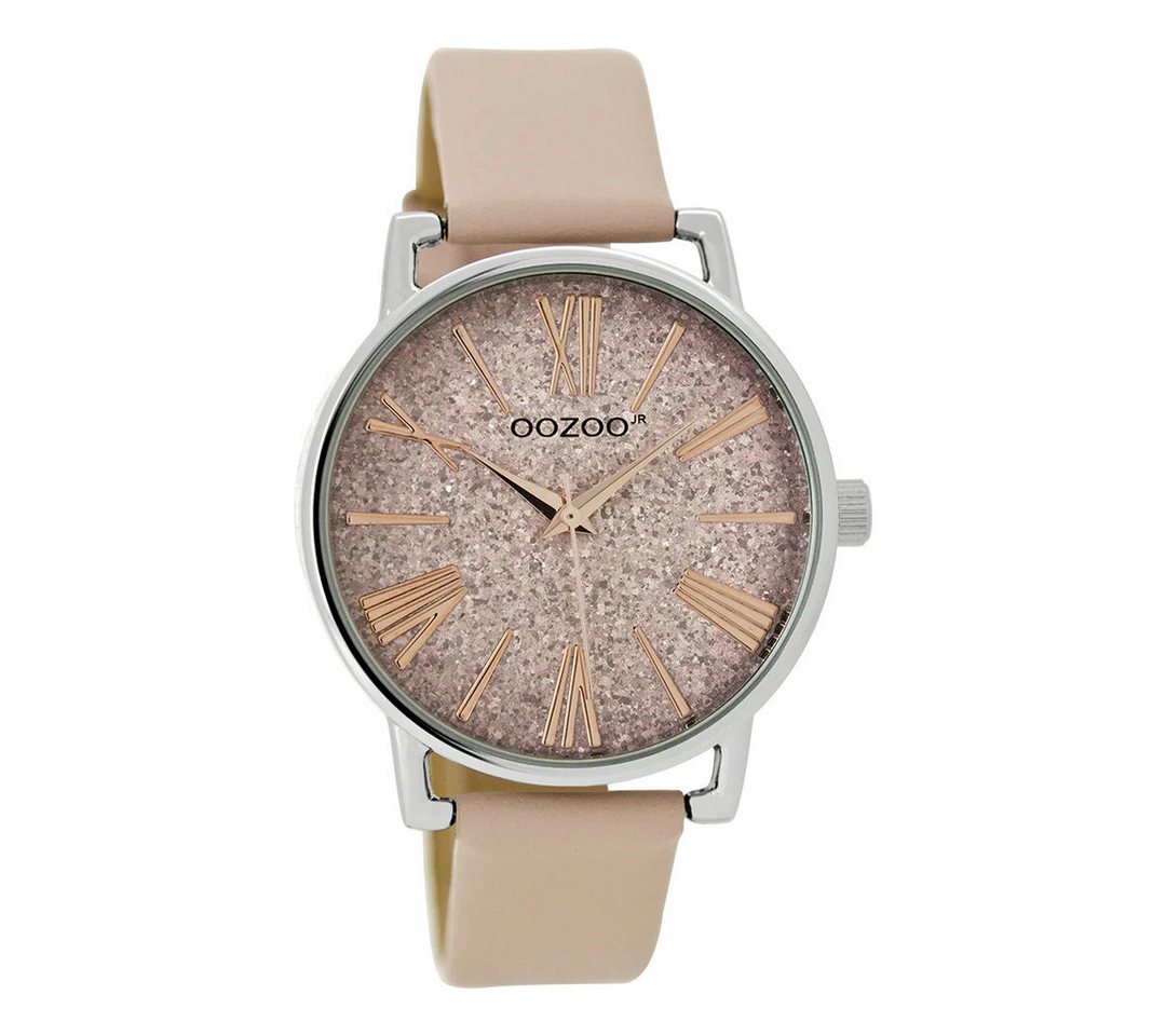 OOZOO Quarzuhr Damen Armbanduhr Rosa – Lederarmband 38 mm, Elegante Quarzuhr JR302, für Modebewusste von OOZOO