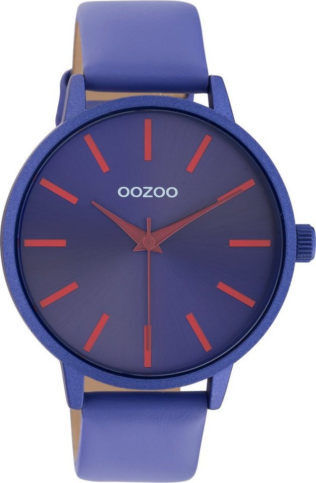 OOZOO Quarzuhr Damenuhr C10874 Lila Lederband 42 mm von OOZOO