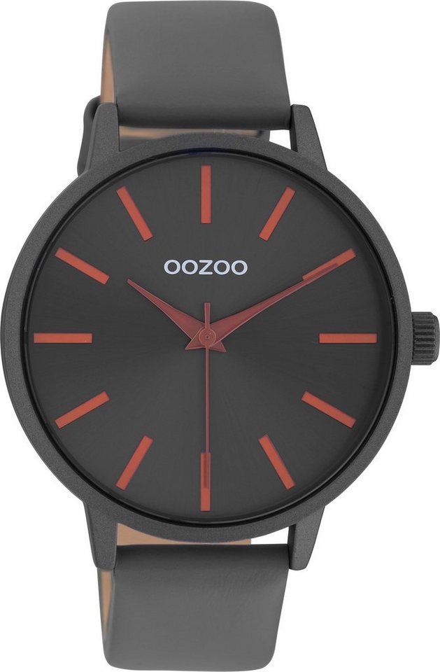 OOZOO Quarzuhr Damenuhr C10876 Grau Lederband 42 mm von OOZOO