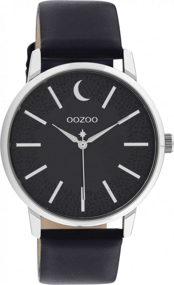 OOZOO Quarzuhr Damenuhr C11043 Armbanduhr Blau Glitzer-ZB Lederband 40 mm von OOZOO