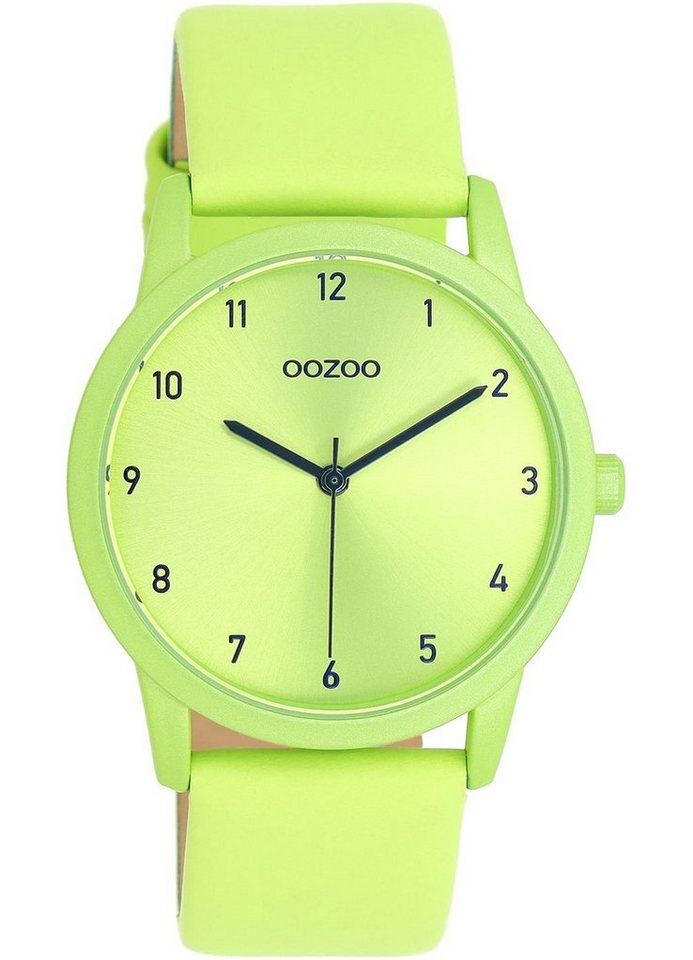 OOZOO Quarzuhr Damenuhr C11165 Limonefarben Lederband 38 mm von OOZOO