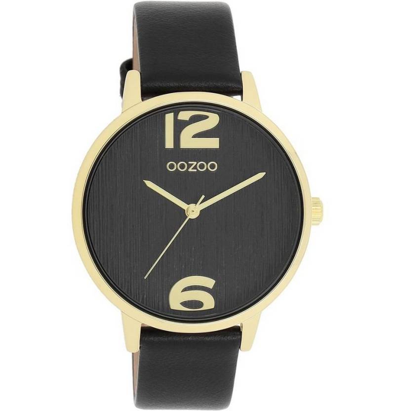 OOZOO Quarzuhr Damenuhr C11239 Goldfarben Lederband Schwarz 38 mm von OOZOO
