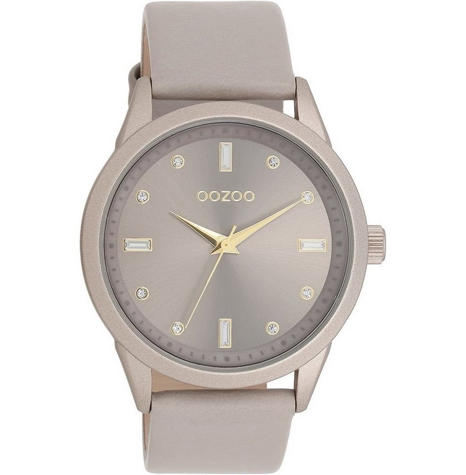 OOZOO Quarzuhr Damenuhr C11287 Taupe Zirkonia Lederband 40 mm von OOZOO