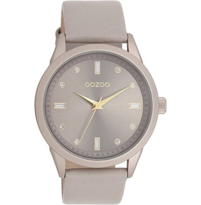 OOZOO Quarzuhr Damenuhr C11287 Taupe Zirkonia Lederband 40 mm von OOZOO