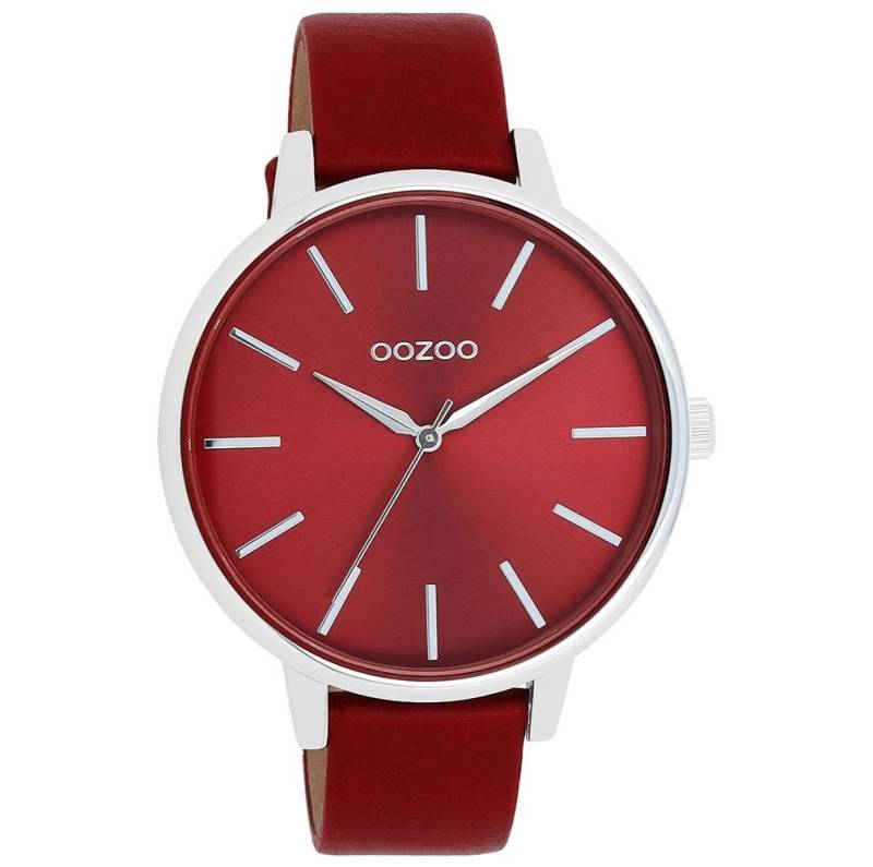 OOZOO Quarzuhr Damenuhr C11299 Rot Lederband 42 mm von OOZOO