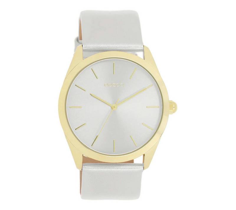 OOZOO Quarzuhr Damenuhr C11330 IP-Gold Lederband Silber-Metallic 40 mm C11330 von OOZOO
