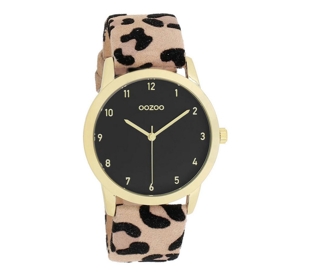 OOZOO Quarzuhr Damenuhr C11373 IP-Gold Schwarz Lederband Taupe 38 mm, Elegante Quarzuhr mit modernem Design und hochwertigem Lederarmband OOZOO Quarzuhr Damenuhr C11373 IP-Gold Schwarz Lederband Taupe 38 mm, Elegante Quarzuhr mit modernem Design und hochwertigem Lederarmband von OOZOO
