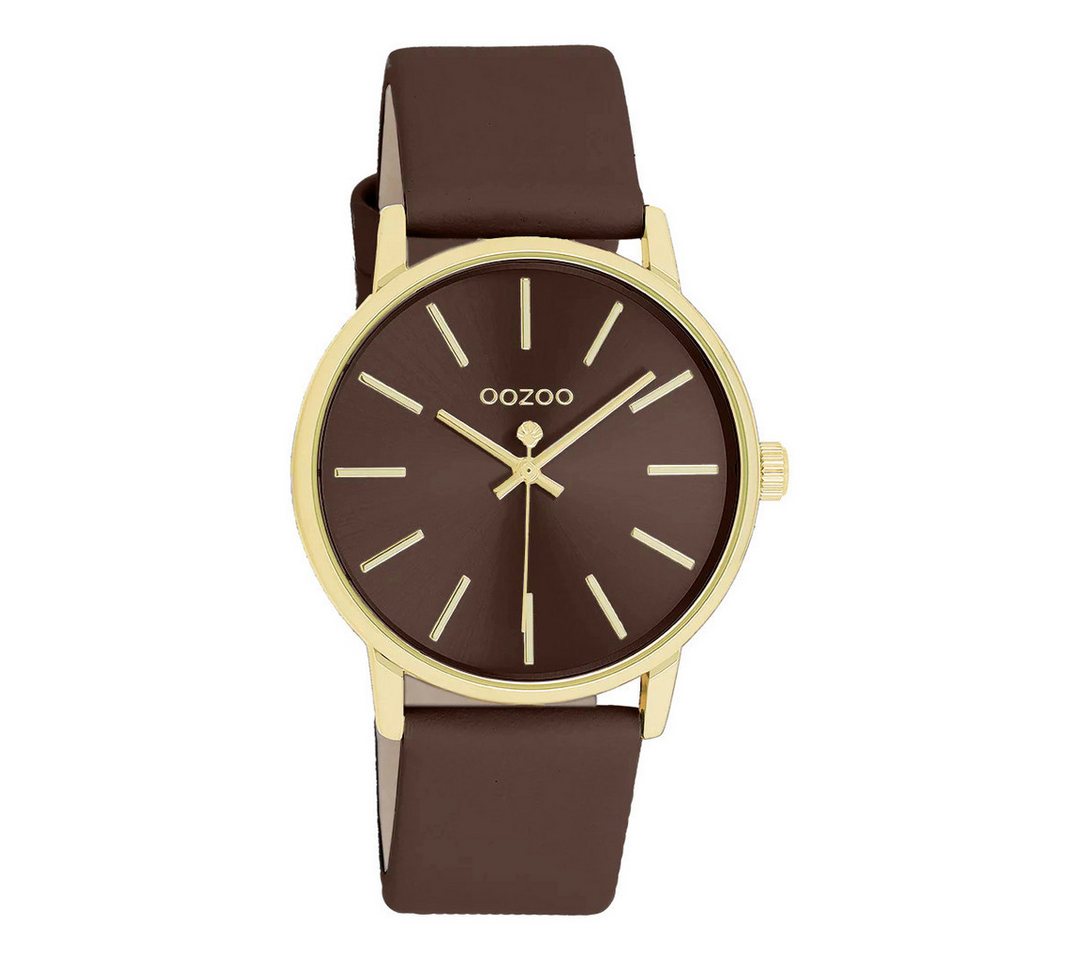 OOZOO Quarzuhr Damenuhr C11655 – Gold, Schokobraun, Lederband, 36 mm von OOZOO