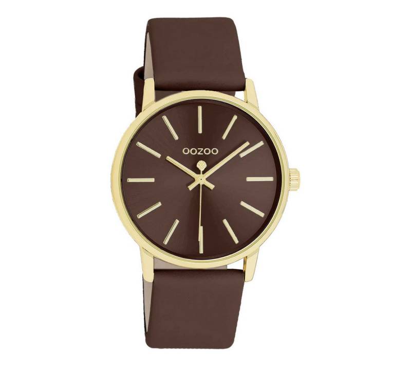 OOZOO Quarzuhr Damenuhr C11655 – Gold, Schokobraun, Lederband, 36 mm von OOZOO