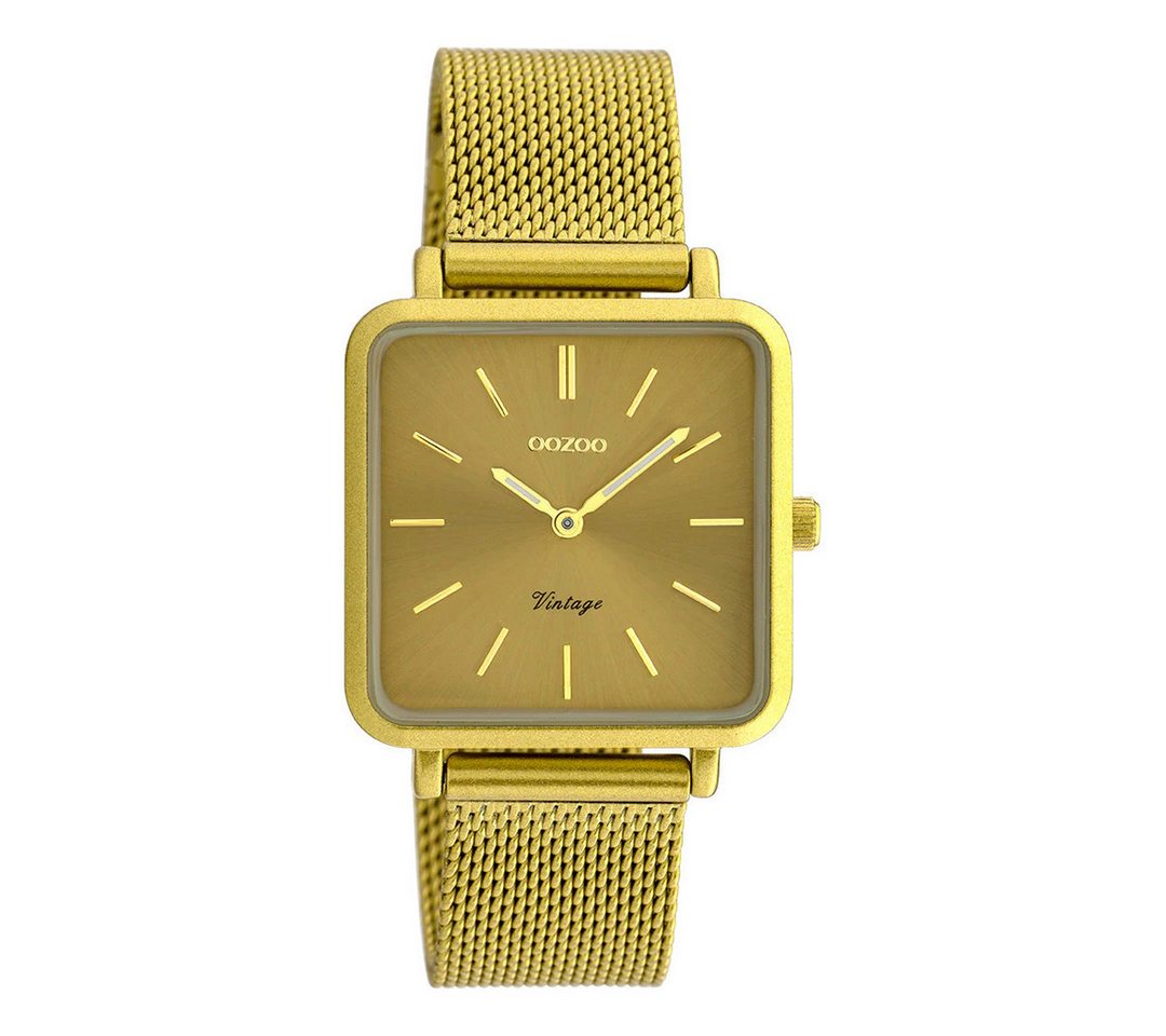 OOZOO Quarzuhr Damenuhr C20010 – Senfgelbe Armbanduhr mit Meshband, 29×29 mm von OOZOO