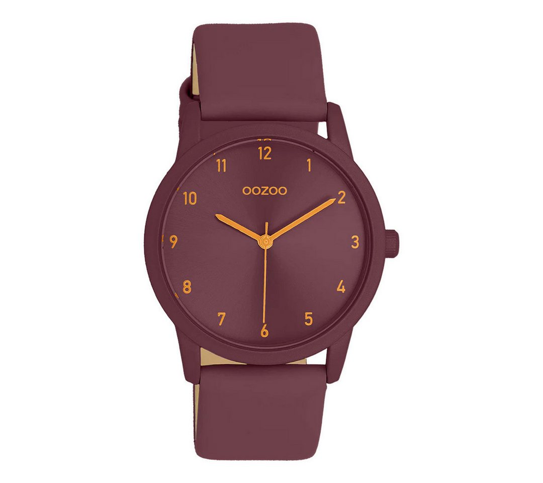 OOZOO Quarzuhr Damenuhr – Elegante Damen-Armbanduhr mit bordeauxrotem Zifferblatt C11455, und Lederarmband, 38 mm von OOZOO