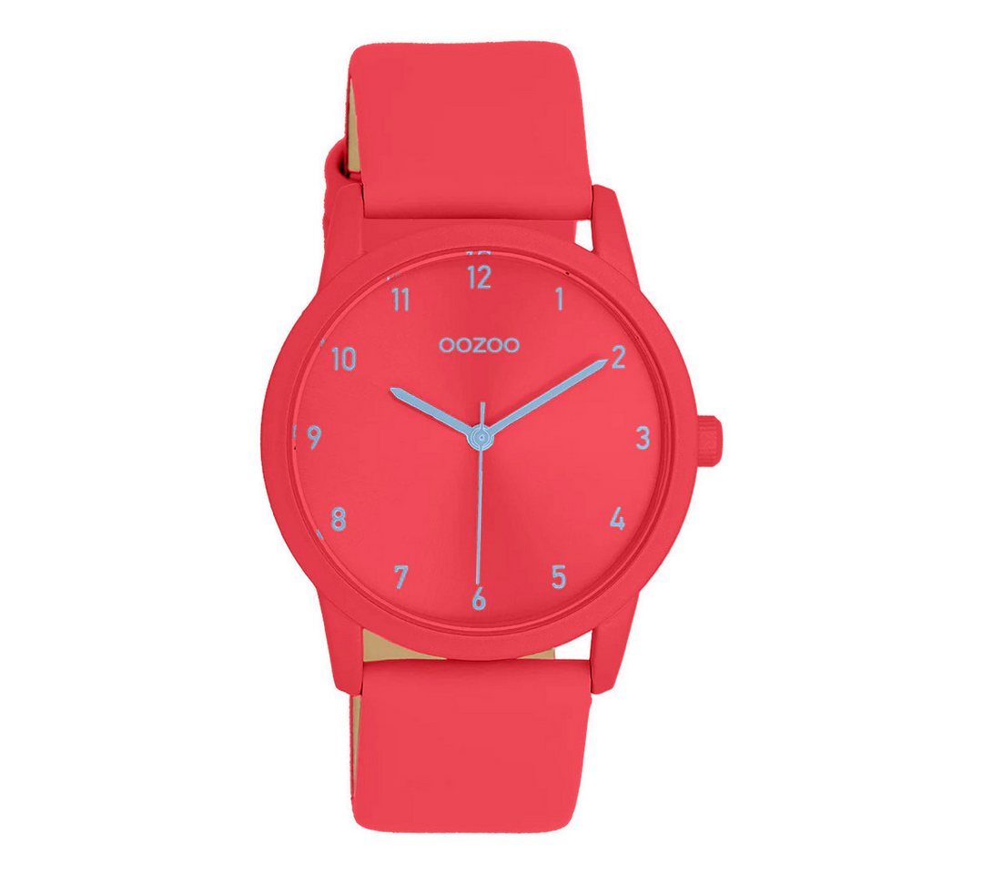 OOZOO Quarzuhr Damenuhr – Elegante Damen-Armbanduhr mit rotem Zifferblatt und C11465, Lederarmband, 38 mm von OOZOO