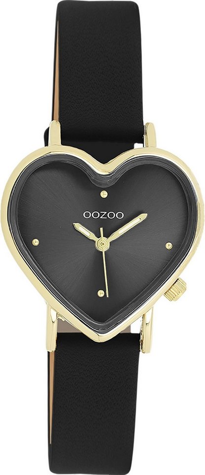 OOZOO Quarzuhr Oozoo Damen Armbanduhr OOZOO Timepieces, (Analoguhr), Damenuhr herzform, extra groß (ca.28x29mm) Lederarmband, Fashion-Style von OOZOO