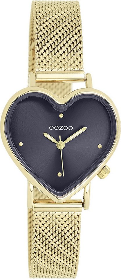 OOZOO Quarzuhr Oozoo Damen Armbanduhr OOZOO Timepieces, (Analoguhr), Damenuhr herzform, extra groß (ca28x29mm) Metallarmband, Fashion-Style von OOZOO