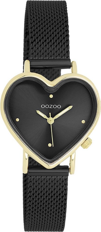 OOZOO Quarzuhr Oozoo Damen Armbanduhr OOZOO Timepieces, (Analoguhr), Damenuhr herzform, extra groß (ca28x29mm) Metallarmband, Fashion-Style von OOZOO
