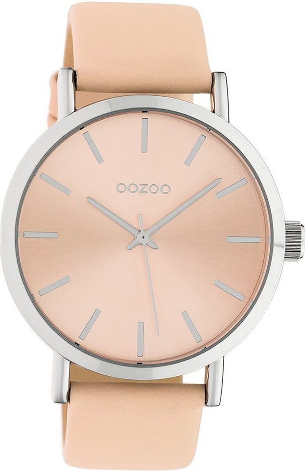 OOZOO Quarzuhr Oozoo Damen Armbanduhr OOZOO Timepieces, Damenuhr rund, groß (ca. 42mm), Lederarmband beige, Fashion von OOZOO