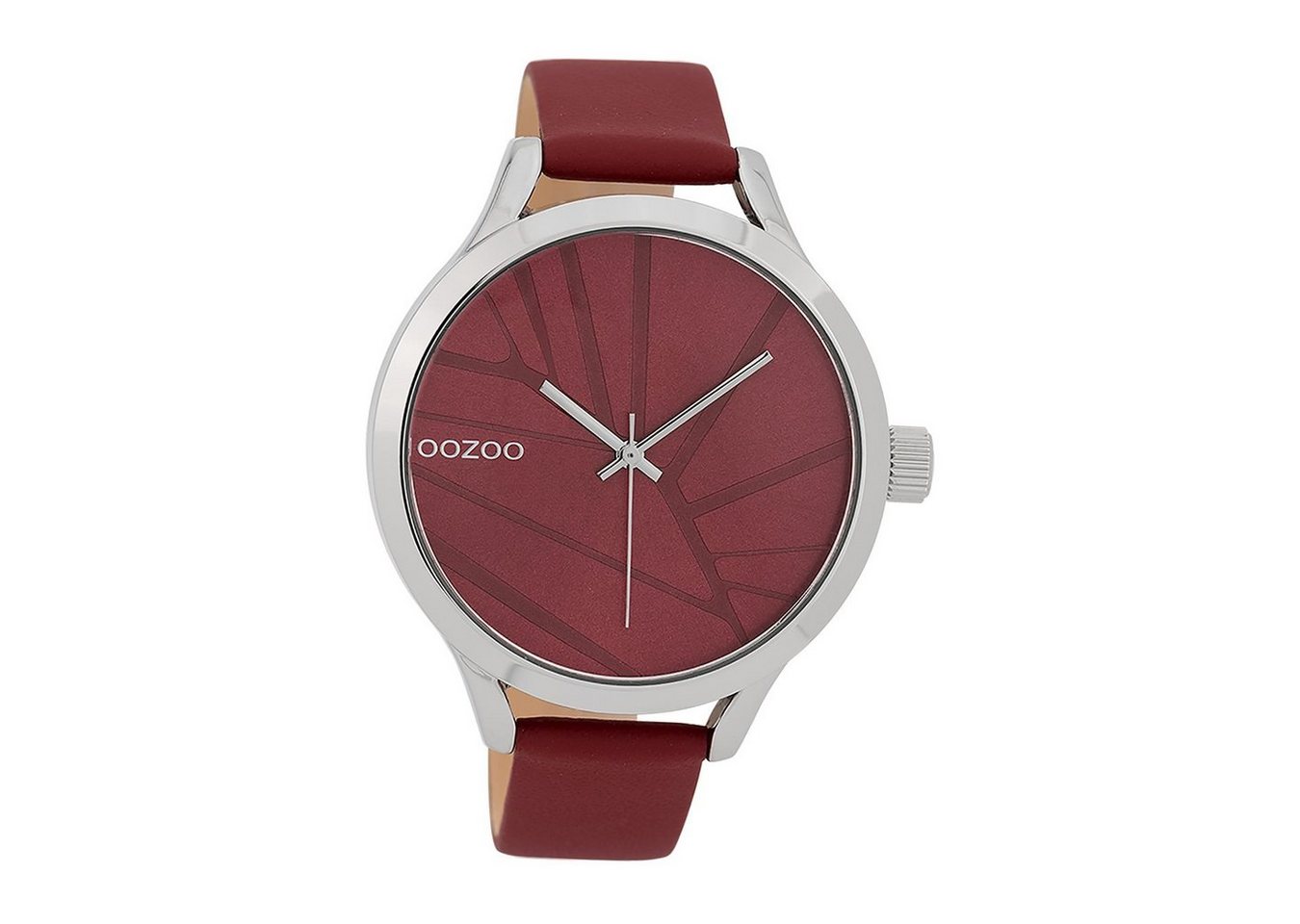 OOZOO Quarzuhr Oozoo Damen Armbanduhr OOZOO Timepieces, (Analoguhr), Damenuhr rund, groß (ca. 43mm), Lederarmband rot, Fashion von OOZOO