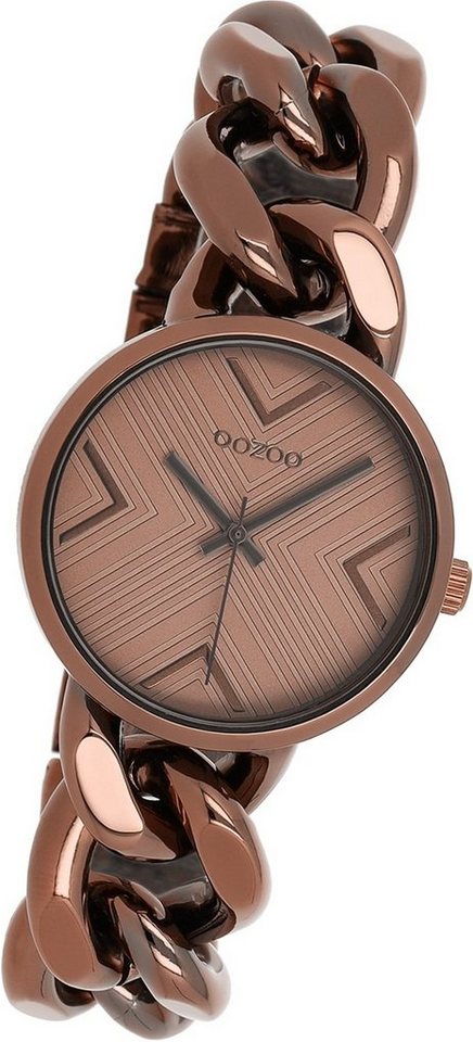 OOZOO Quarzuhr Oozoo Damen Armbanduhr Timepieces, Damenuhr Edelstahlarmband bronze, rundes Gehäuse, mittel (ca. 34mm) von OOZOO