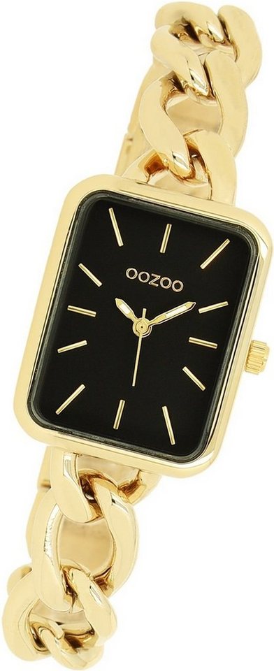 OOZOO Quarzuhr Oozoo Damen Armbanduhr Timepieces, Damenuhr Edelstahlarmband gold, rechteckiges Gehäuse, (ca 22,5x28,5mm) von OOZOO