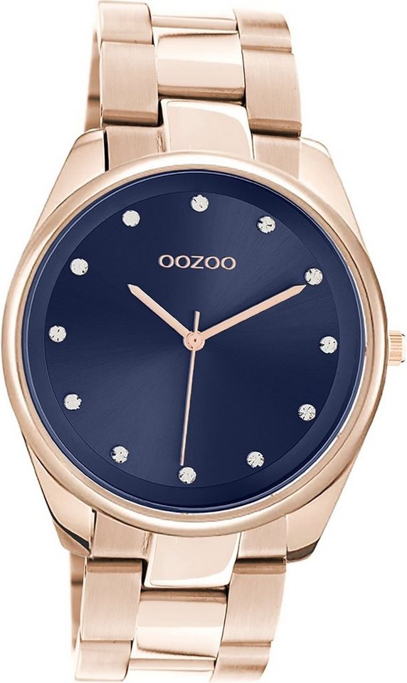 OOZOO Quarzuhr Oozoo Damen Armbanduhr Timepieces, Damenuhr Edelstahlarmband roségold, rundes Gehäuse, mittel (ca. 38mm) von OOZOO