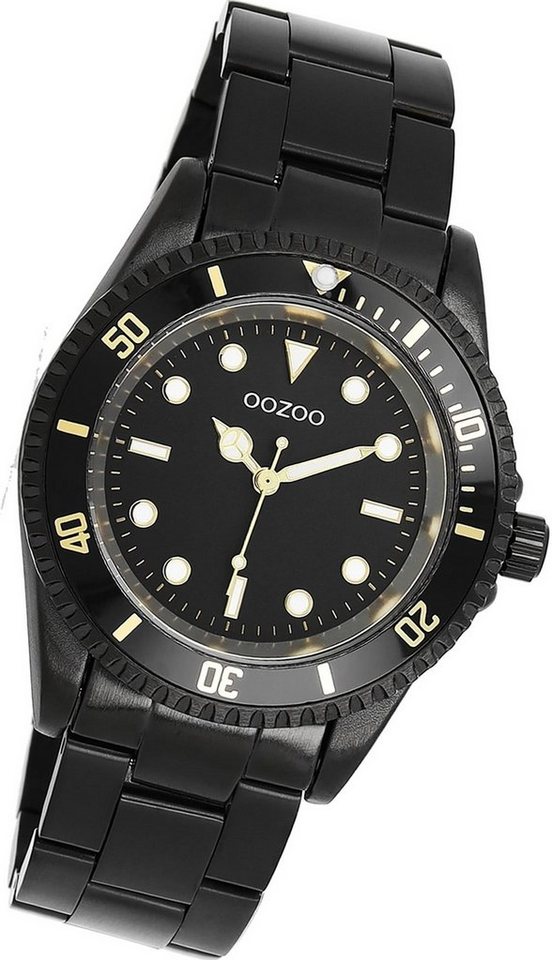 OOZOO Quarzuhr Oozoo Damen Armbanduhr Timepieces, Damenuhr Edelstahlarmband schwarz, rundes Gehäuse, mittel (ca. 36mm) von OOZOO