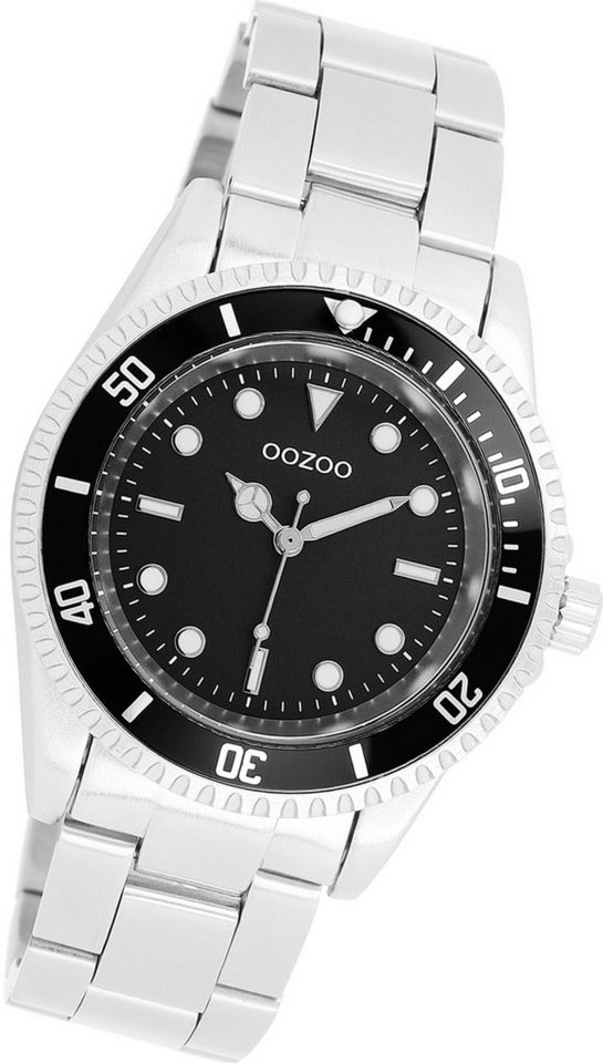 OOZOO Quarzuhr Oozoo Damen Armbanduhr Timepieces, Damenuhr Edelstahlarmband silber, rundes Gehäuse, mittel (ca. 36mm) von OOZOO