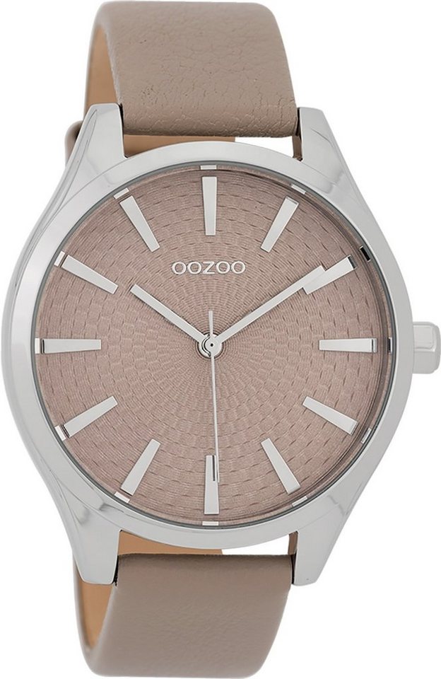 OOZOO Quarzuhr Oozoo Damen Armbanduhr Timepieces, Damenuhr rund, groß (ca. 42mm), Lederarmband braun, Fashion von OOZOO