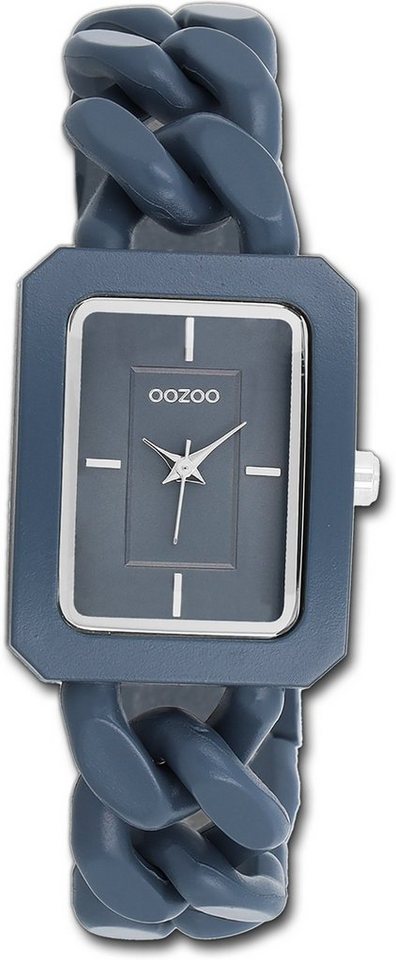 OOZOO Quarzuhr Oozoo Damen Armbanduhr Timepieces, Damenuhr Kunststoffarmband grau, rechteckiges Gehäuse, groß (31x24mm) von OOZOO