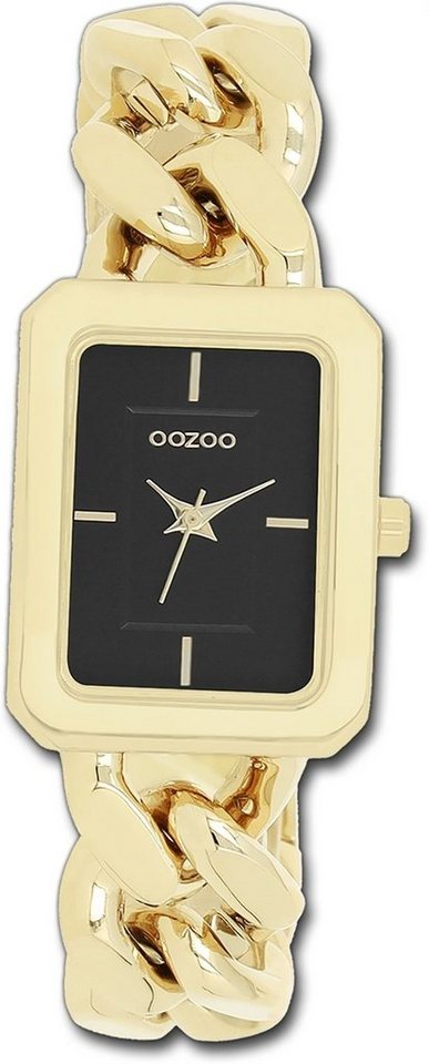 OOZOO Quarzuhr Oozoo Damen Armbanduhr Timepieces, Damenuhr Metallarmband gold, rechteckiges Gehäuse, groß (ca. 31x24mm) von OOZOO