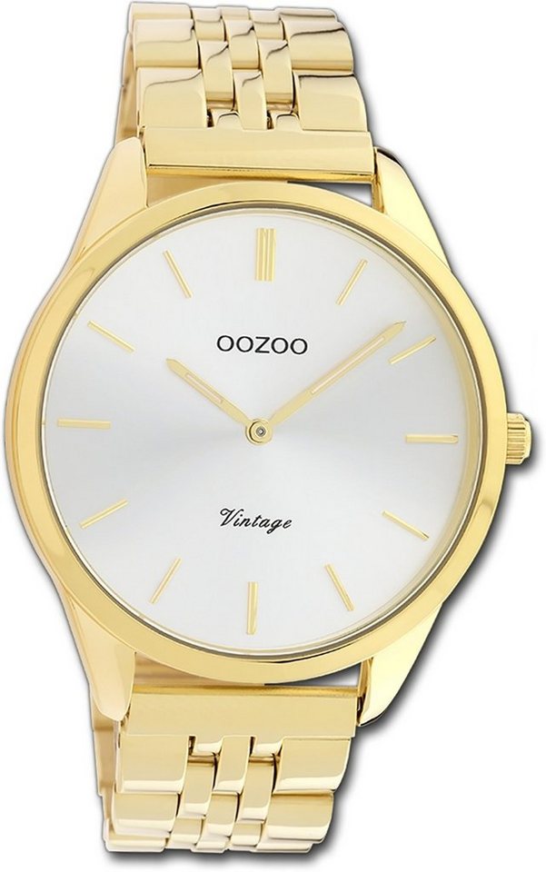 OOZOO Quarzuhr Oozoo Damen Armbanduhr Timepieces, Damenuhr Metallarmband gold, rundes Gehäuse, mittel (ca. 38mm) von OOZOO