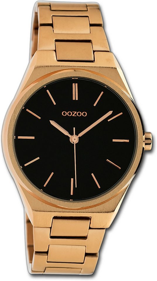 OOZOO Quarzuhr Oozoo Damen Armbanduhr Timepieces, Damenuhr Metallarmband rosegold, rundes Gehäuse, mittel (ca. 34mm) von OOZOO