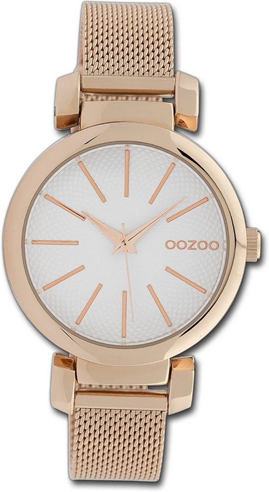 OOZOO Quarzuhr Oozoo Damen Armbanduhr Timepieces, Damenuhr Metallarmband rosegold, rundes Gehäuse, mittel (ca. 36mm) von OOZOO
