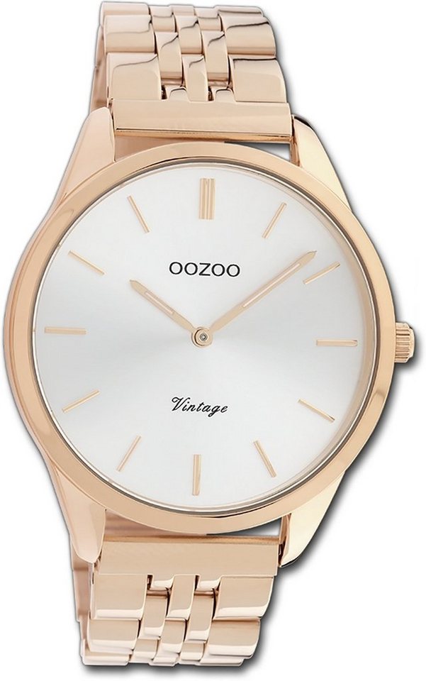 OOZOO Quarzuhr Oozoo Damen Armbanduhr Timepieces, Damenuhr Metallarmband rosegold, rundes Gehäuse, mittel (ca. 38mm) von OOZOO