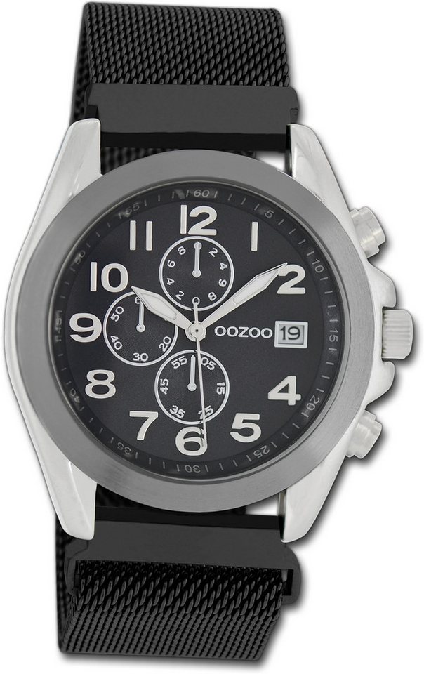 OOZOO Quarzuhr Oozoo Damen Armbanduhr Timepieces, Damenuhr Metallarmband schwarz, rundes Gehäuse, groß (ca. 40mm) von OOZOO