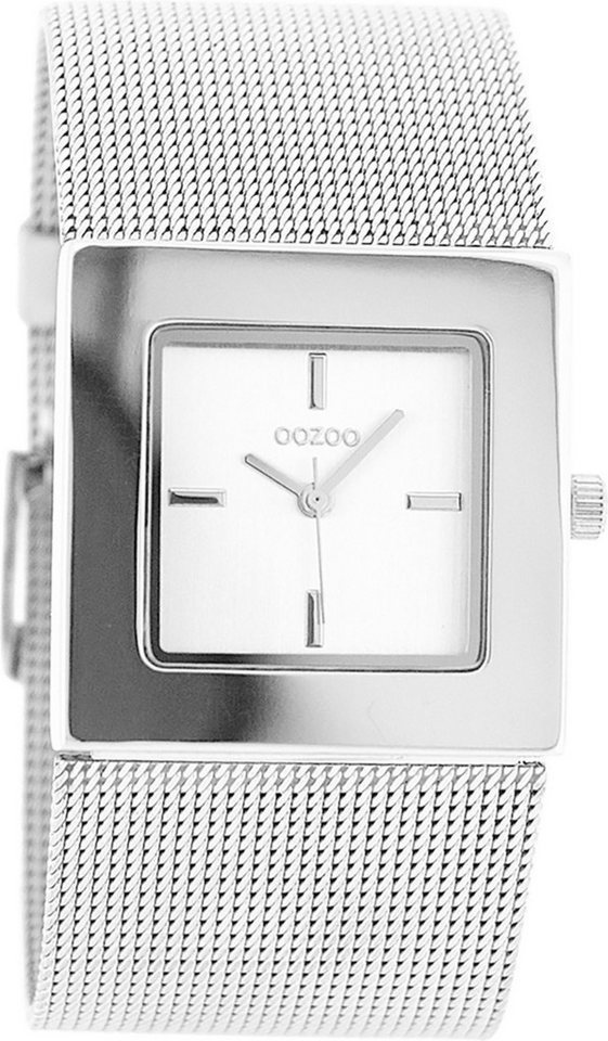 OOZOO Quarzuhr Oozoo Damen Armbanduhr Timepieces Analog, (Analoguhr), Damenuhr eckig, Quadrat, groß (31x31mm) Metallarmband, Fashion-Style von OOZOO
