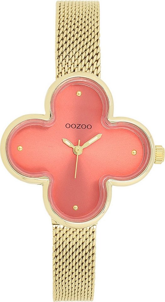 OOZOO Quarzuhr Oozoo Damen Armbanduhr Timepieces Analog, (Analoguhr), Damenuhr kleeform, extragroß (ca 32x32mm) Metallarmband, Fashion-Style von OOZOO