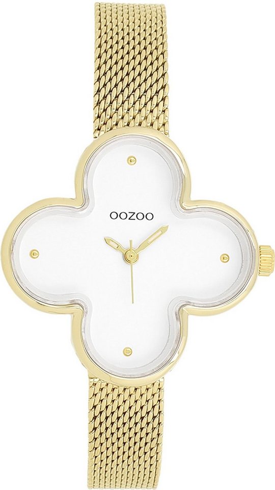 OOZOO Quarzuhr Oozoo Damen Armbanduhr Timepieces Analog, (Analoguhr), Damenuhr kleeform, extragroß (ca 32x32mm) Metallarmband, Fashion-Style von OOZOO